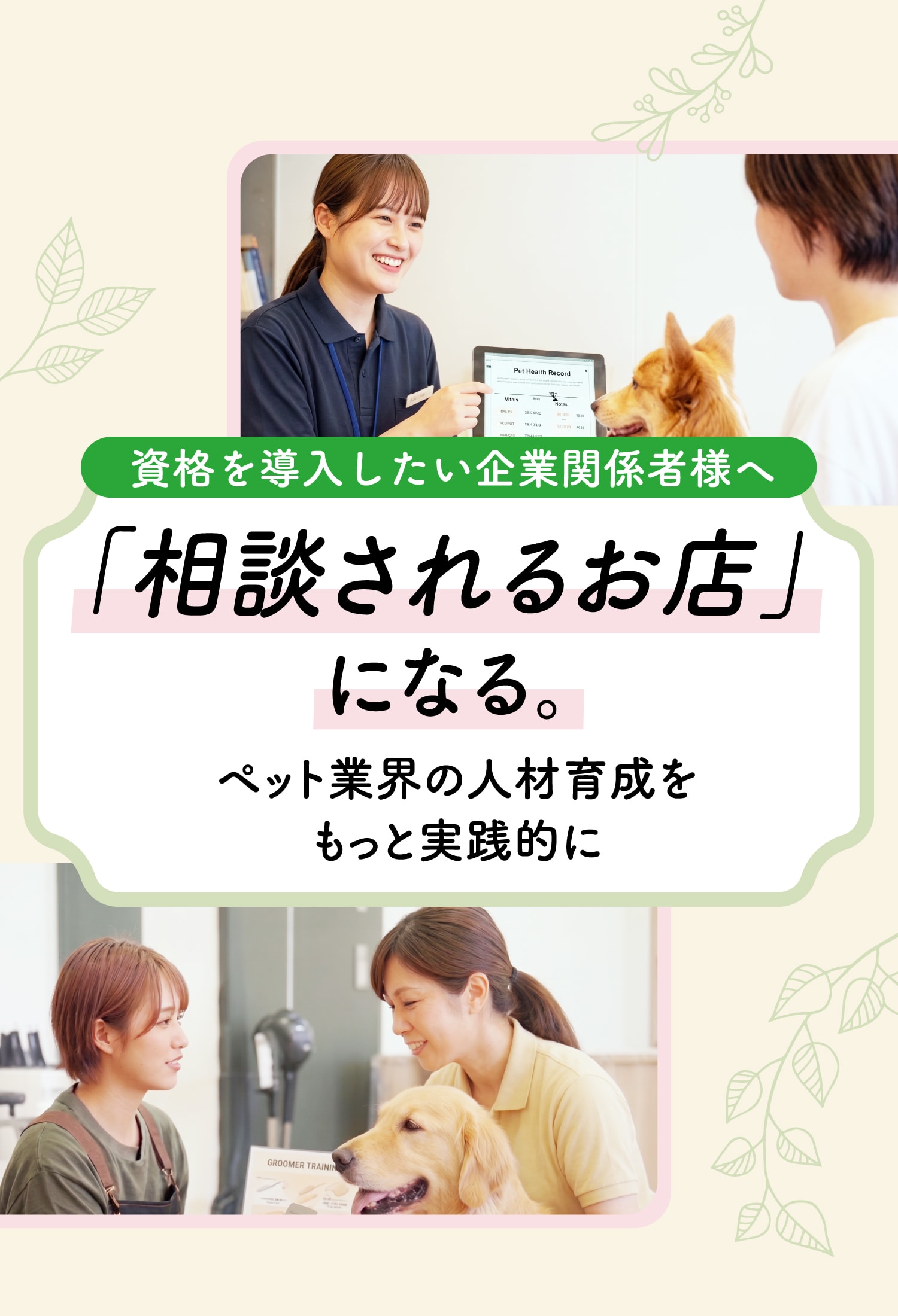 資格を導入したい企業関係者様へ 「相談されるお店」になる。ペット業界の人材育成をもっと実践的に