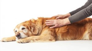 犬にマッサージ