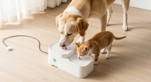 水を飲む犬猫